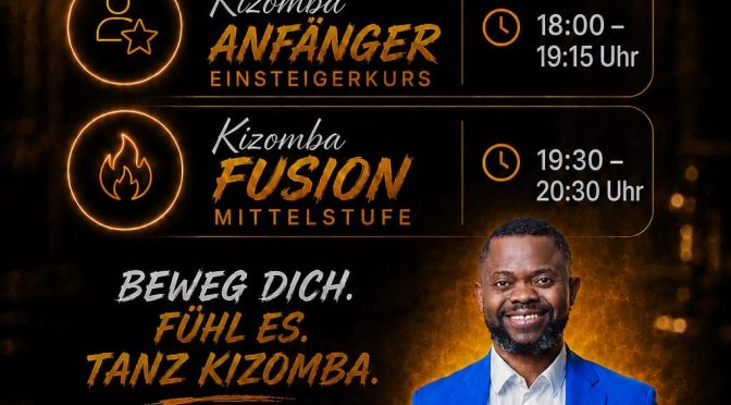 NEU: KIZOMBA-Workshop ab                          13. SEPTEMBER 2026